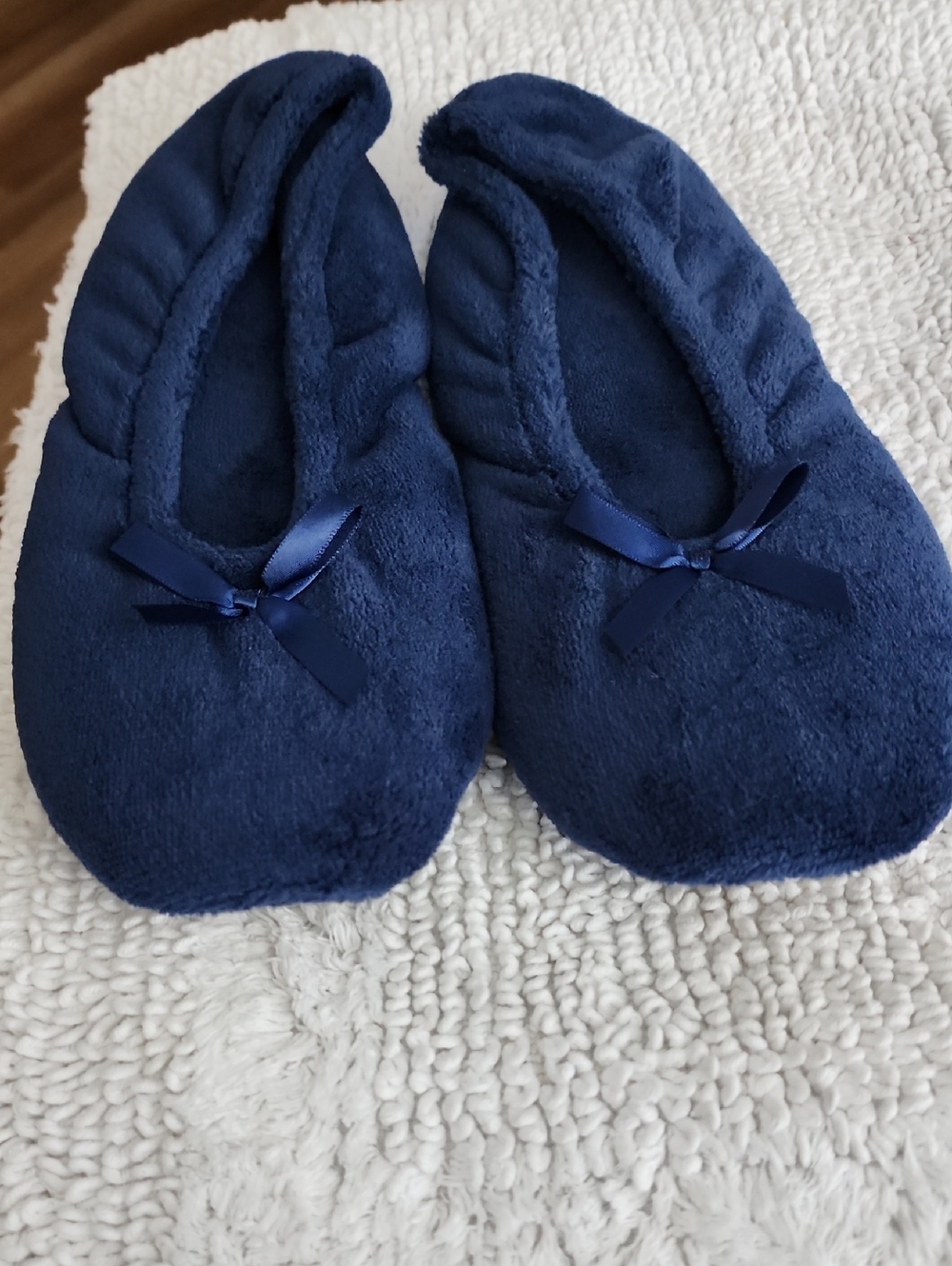 isotoner Navy Plush Ballet Slippers